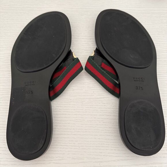Gucci GG Black Thong Guccissima Sandals Logo Monogram Flip Flop Web Day 7.5 37.5 - Picture 5 of 10